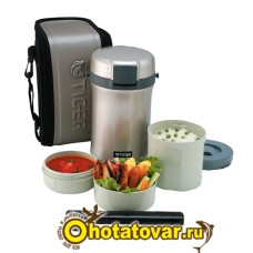 Термос для еды с контейнерами Tiger LWU-B200 Warm Silver Термос для еды с контейнерами Tiger LWU-B200 Warm Silver